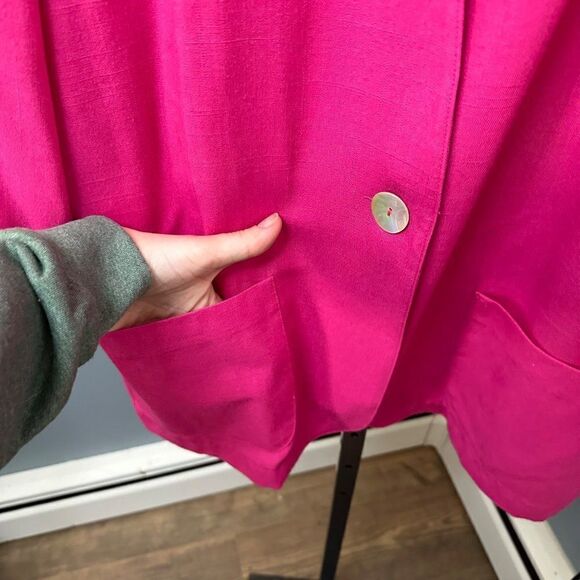Vintage Lauren Gray Barbie Pink Single Button Boxy Blazer Jacket Size 8 - Picture 2 of 5